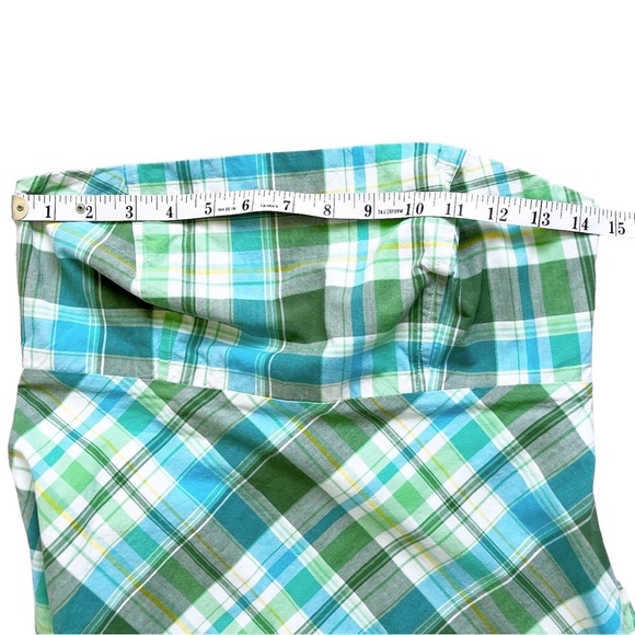 GAP Plaid Retro Dress Strapless Cotton Summer - Picture 12 of 13